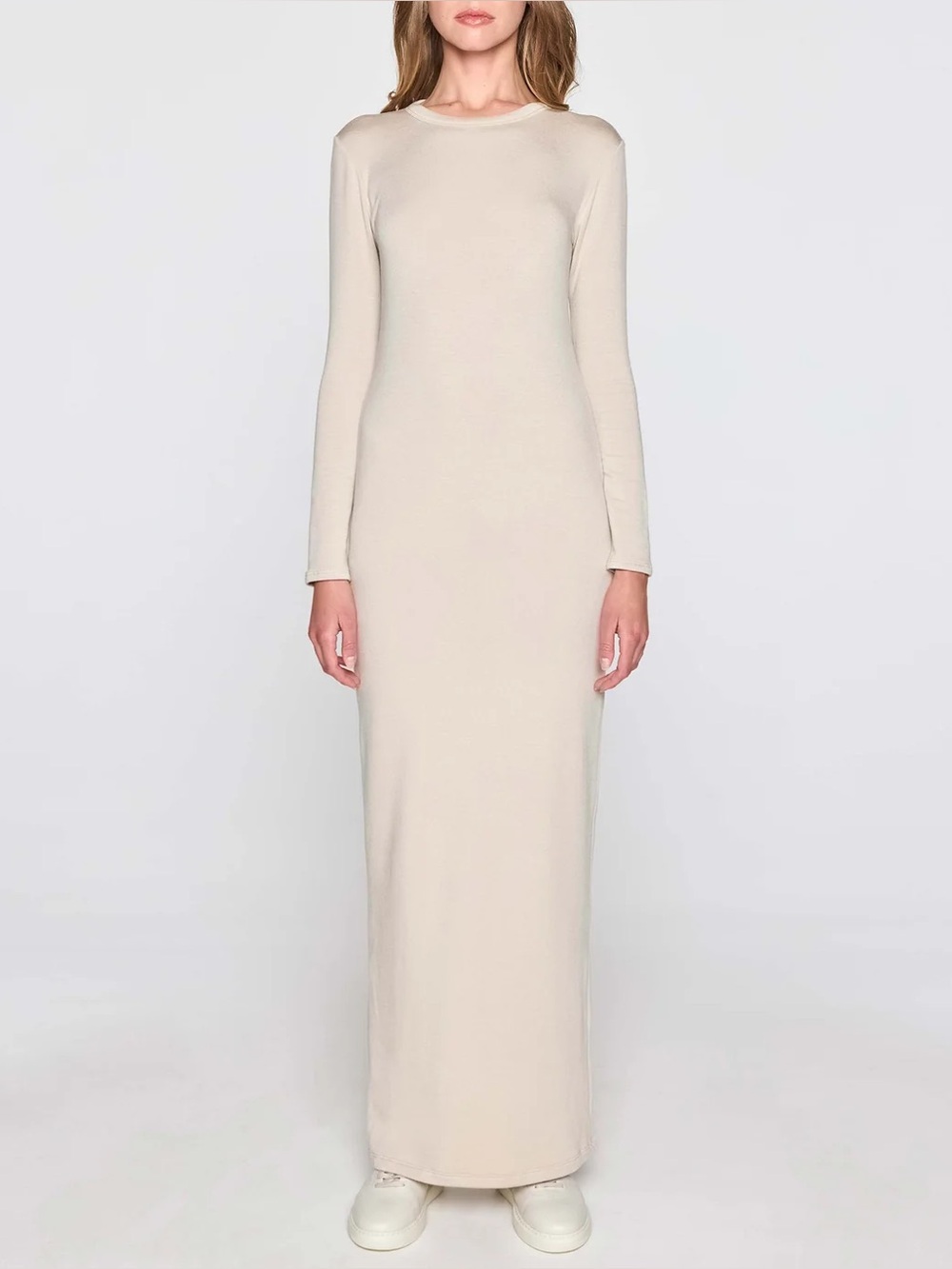 BleuSalt The Long Sleeve Crew Maxi Dress in Stone Size 2/Medium $240